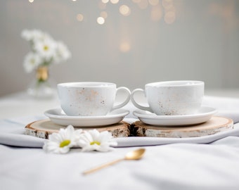 250ml Set für Tasse und Untertasse, mit Goldflecken