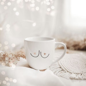 Boobies, tea cup, custom cup, hand made gift, gift ideas, coffee mug, gold decor, personalized mug, gold heart, birthday gift, ceramic