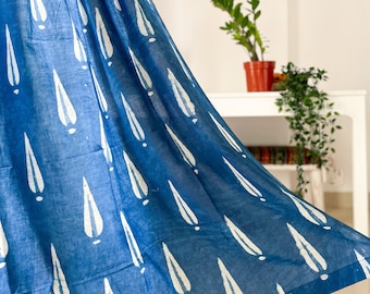 Indigo Tilak Print Semi sheer curtains,Cotton curtains,Sheer panels,Curtains boho,pack of 1,Blockprint curtains,window panels