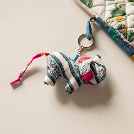 Porte-clés Mètre Ruban Vintage – éléphant En émail Cloisonné – 4 Cm – Bleu