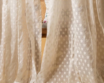 Off white floral Handloom Vorhang, durchsichtige Vorhänge für Wohnzimmer, Vorhänge für Schlafzimmer, Fenstervorhänge, Türvorhänge, indische Vorhänge