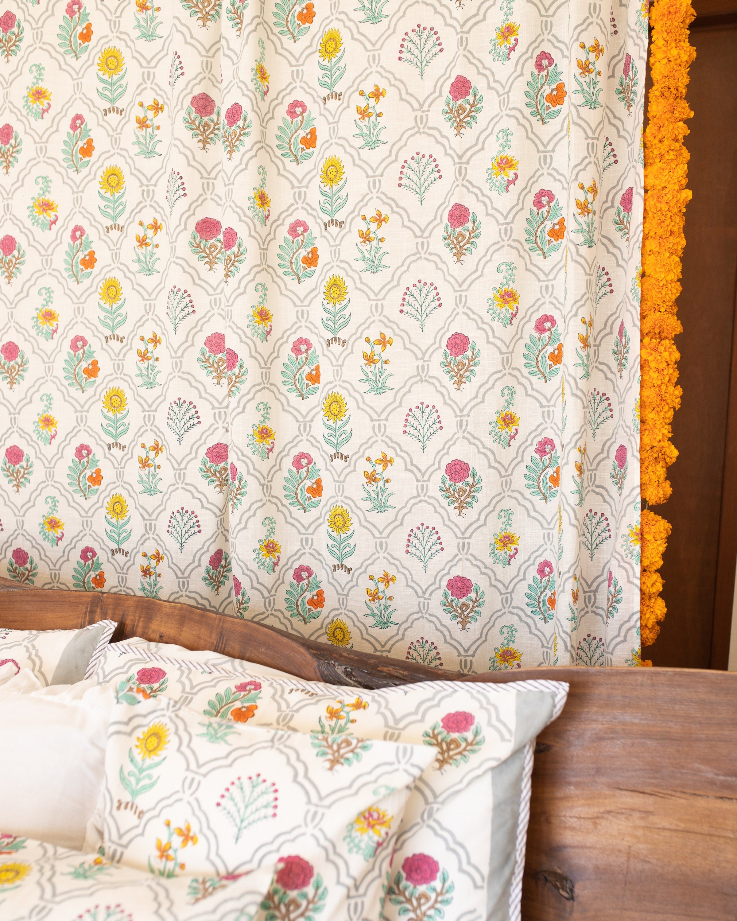 Mughal Mihrab Blockprint Curtains Floral Curtains Jaipuri Etsy