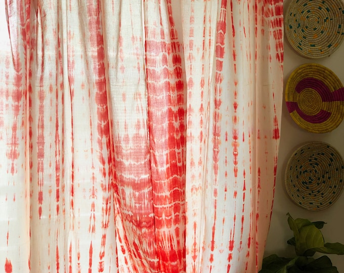 Pink Shibori Tie Dye Sheer Curtains,sheer Panels,curtains Pink,window