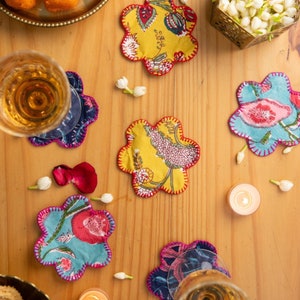 Multicolor Flower Shape Coaster Set of 6, Drink Coaster, Handmade Coaster, Christmas Gift, Flower Coasters, Unique Gift, Holiday Gifting