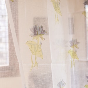 Kota Doria Handloom Lotus Blockprint Curtains, Floral curtains, Jaipuri curtain panels, Lotus Print ,Lightweight, , handloom,pack of 1