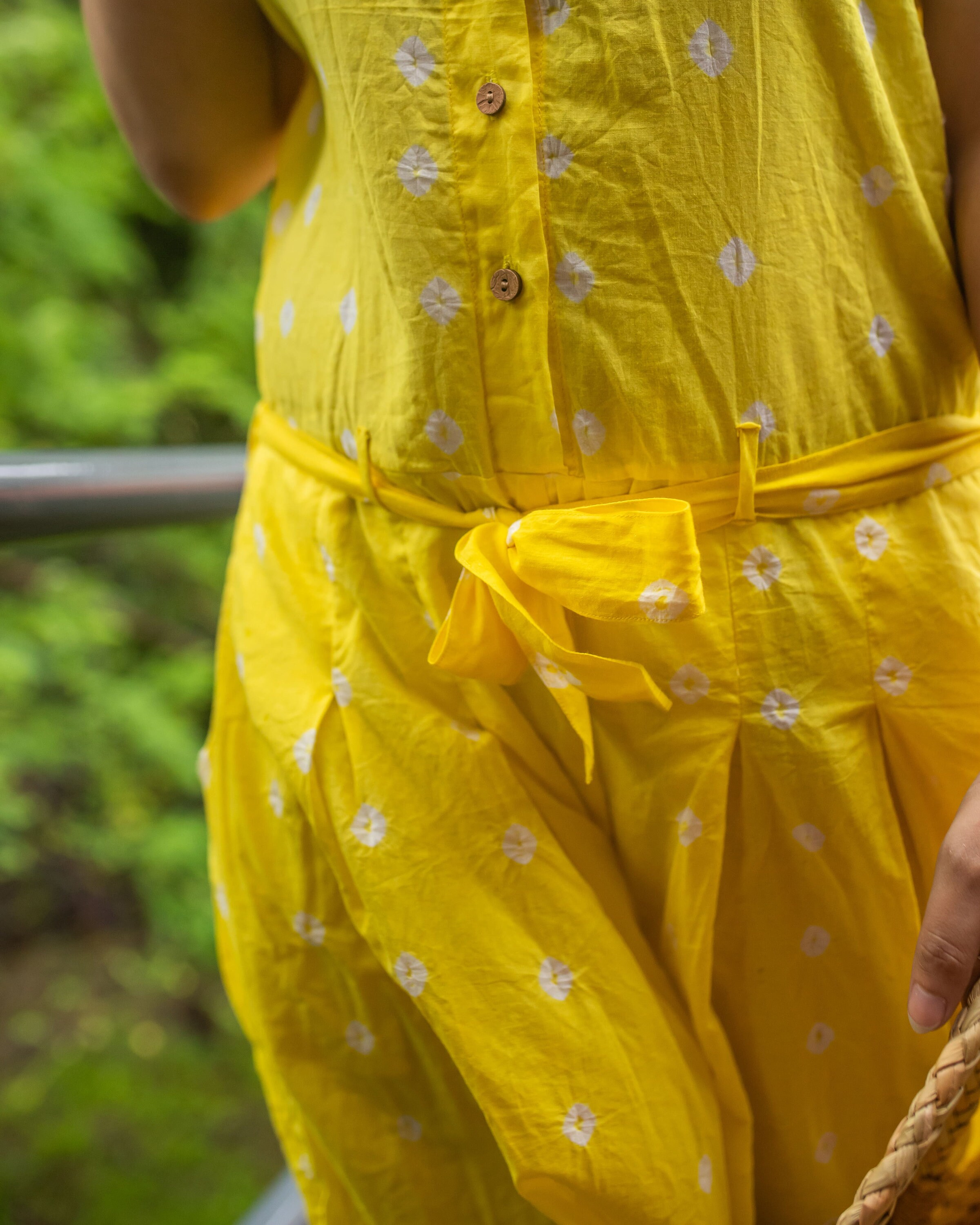 Mono Bandhani amarillo, estampado Ropa de noche, Conjunto de ropa