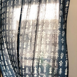 Indigo Floral Print Semi sheer curtains,Cotton curtains,Sheer panels,Curtains boho,curtain panels,Blockprint handmade curtains,pack of 1