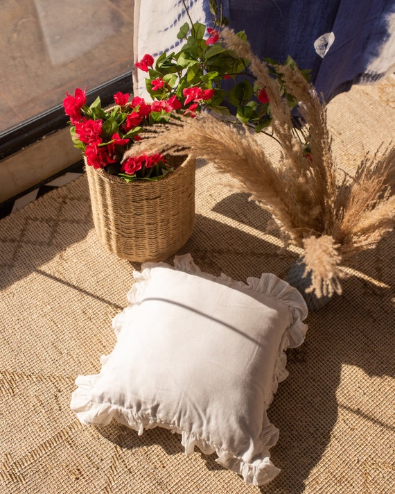 Plain White Ruffle Cushion Cover Square Ruffle Cushion Etsy