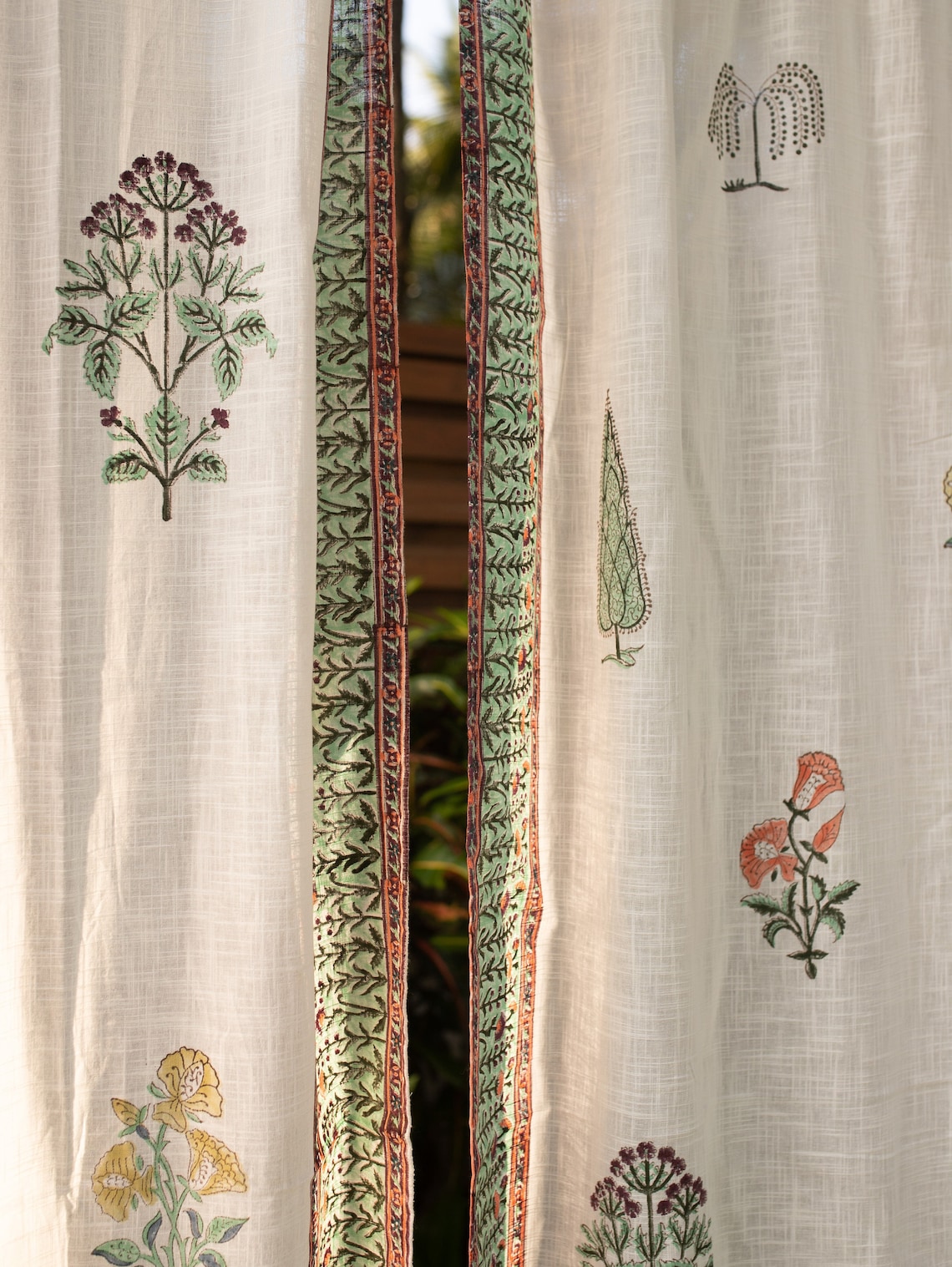 Mughal Garden Blockprint Curtains Floral Curtains Jaipuri Etsy
