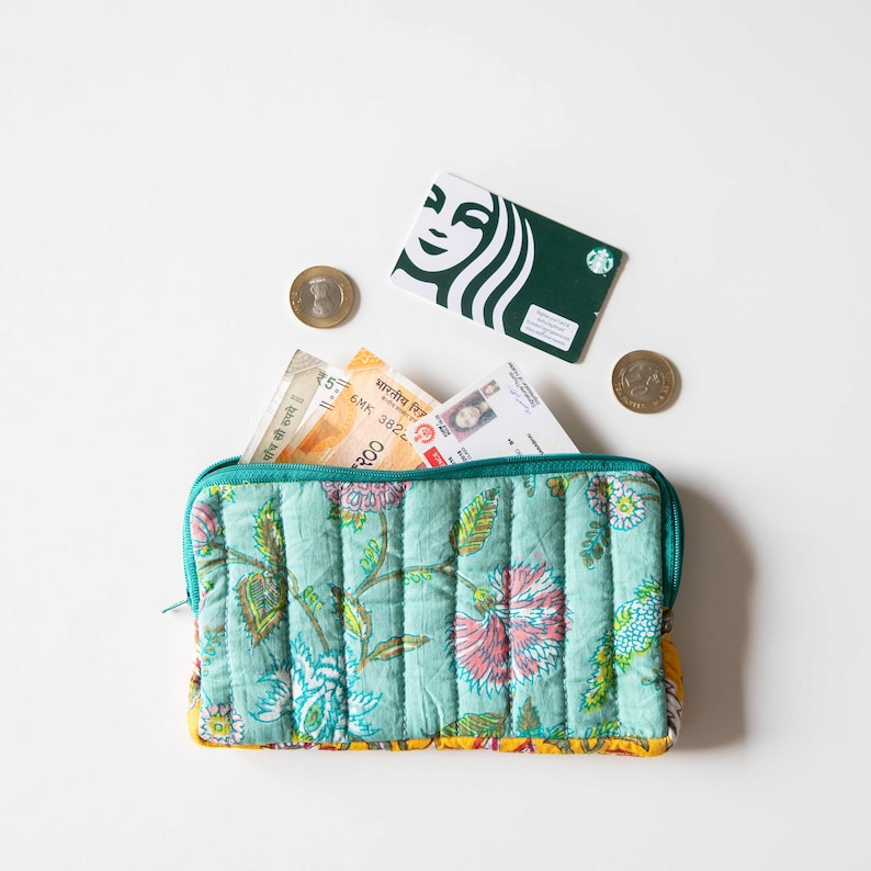 Carteras impresas a mano surtidas, hechas a mano, carteras impresas, cartera de tela hecha en India imagen 7