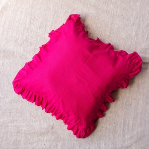 Funda de cojín de volantes rosa sólido, fundas de cojines de volantes cuadrados, cojines de volantes, almohadas de volantes, cojines USA, cojines lindos