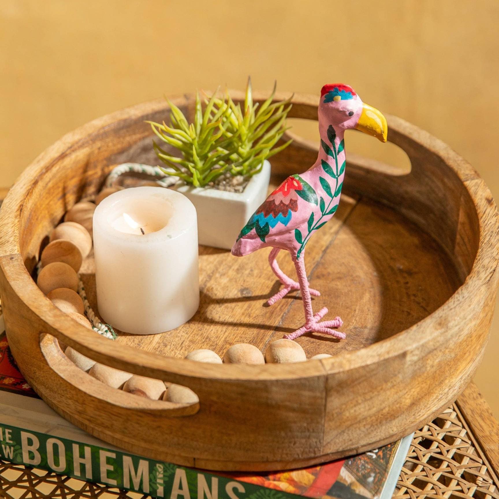Pink Floral Flamingo Paper Mache Art Home Decoration Item Desk Accessory Nursery Decor table decoration home decoration item