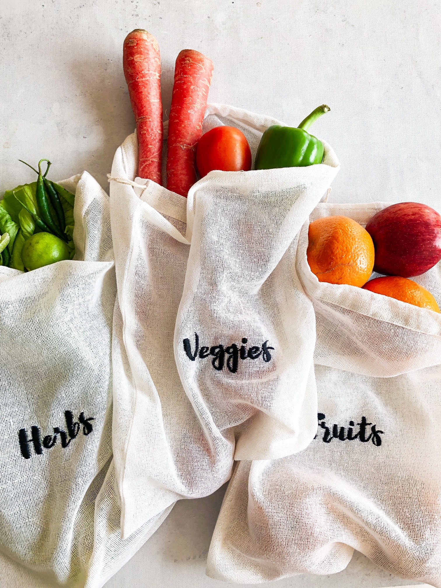 Épicerie Reusable Embroidery Cotton Bags, Ecofriendly Zero Waste Gifts, Plastic Free Sustainable Bag