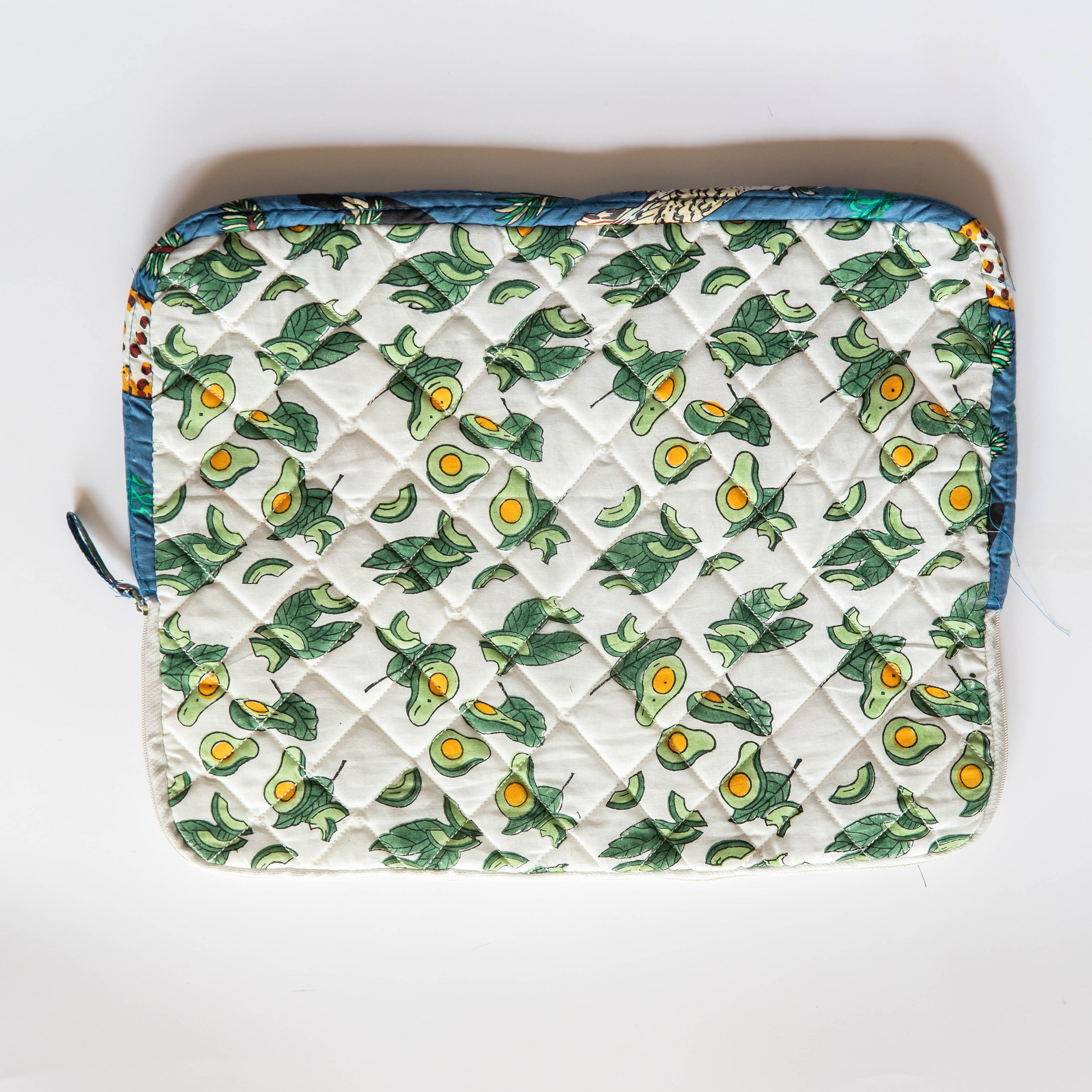 Avocado Blockprinted Laptop Sleeve, Handmade, Quirky Printed, Laptop ...