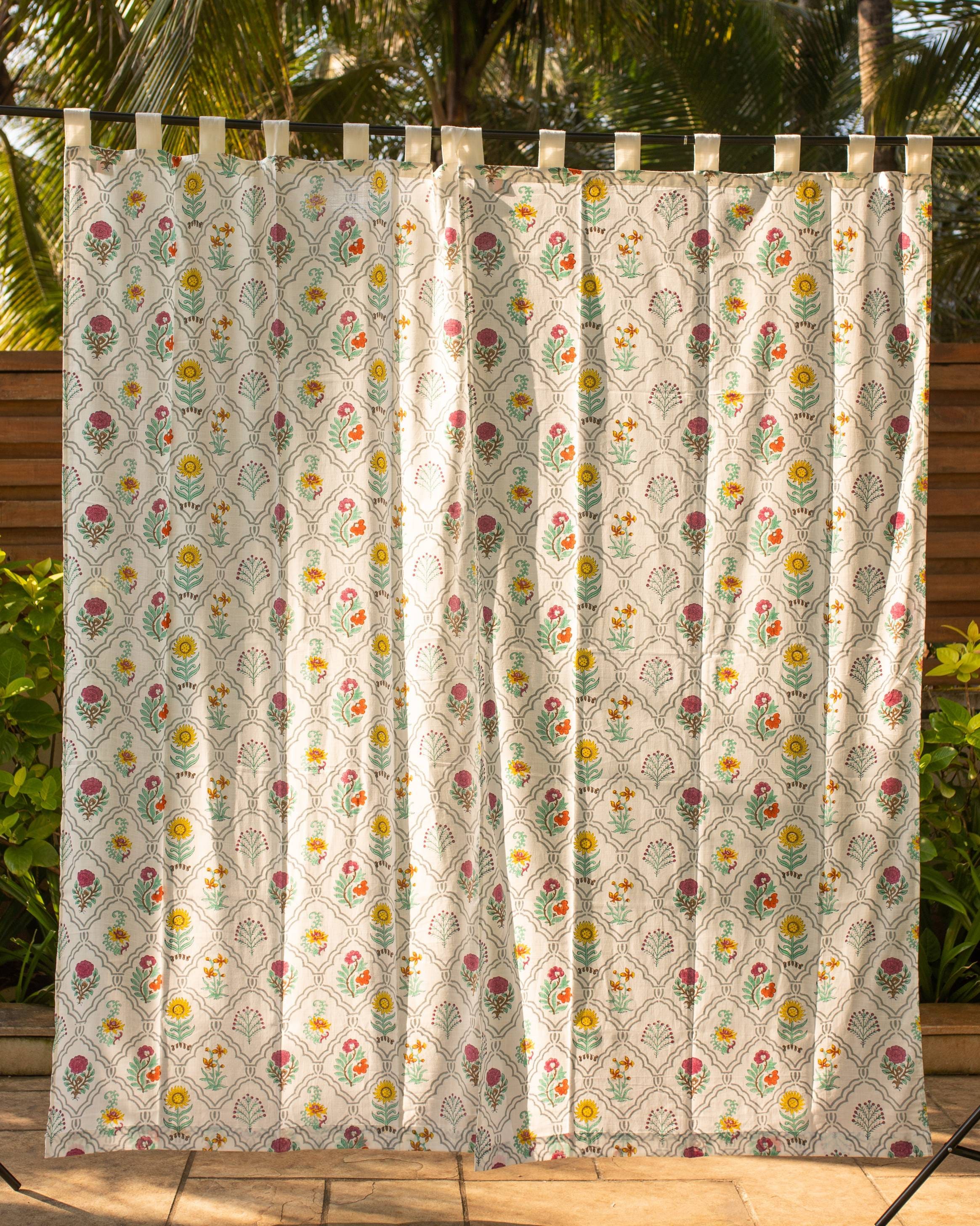 Mughal Mihrab Blockprint Curtains Floral Curtains Jaipuri Etsy