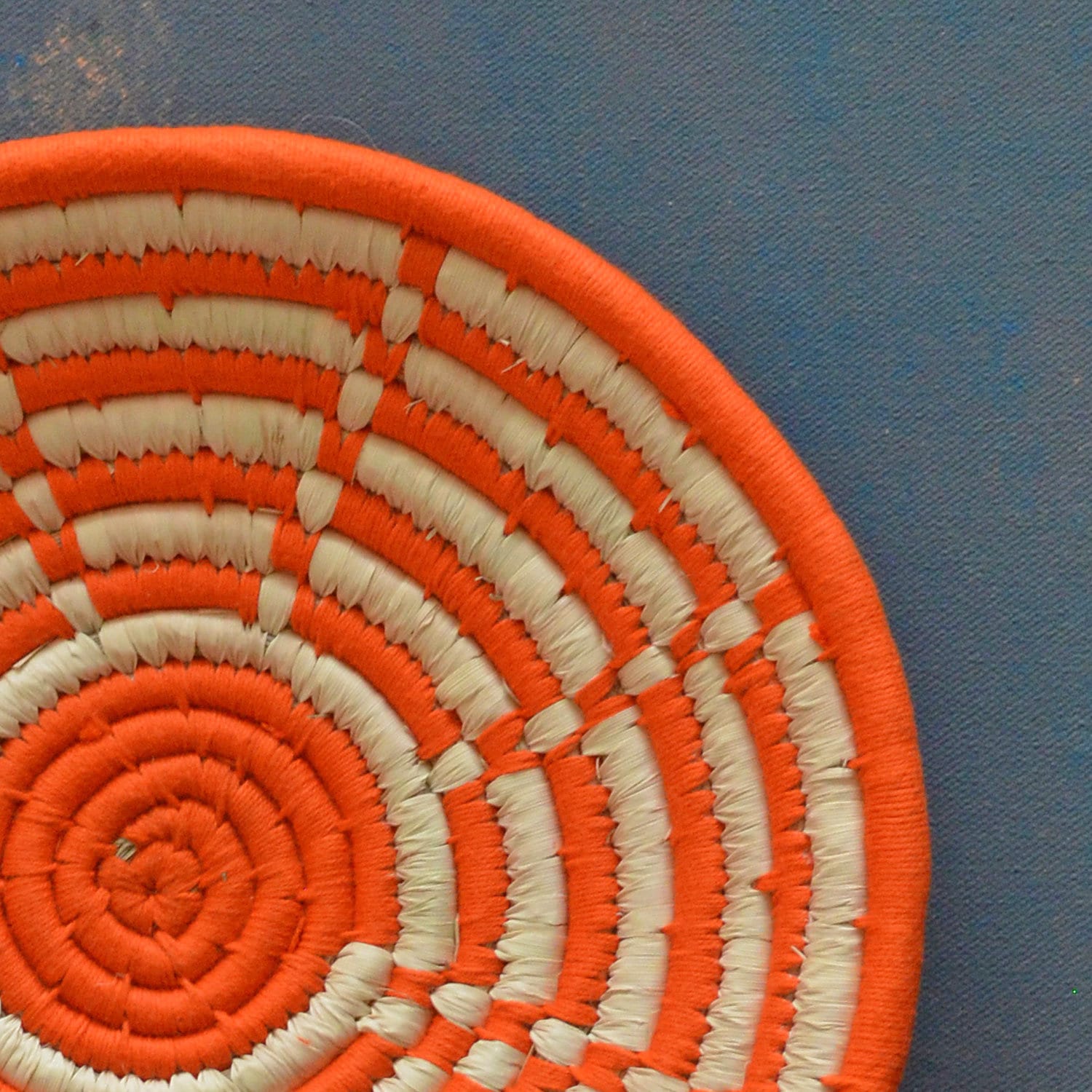 Sabai Handwoven Orange Grass Basket-made in India-moroccan Wall