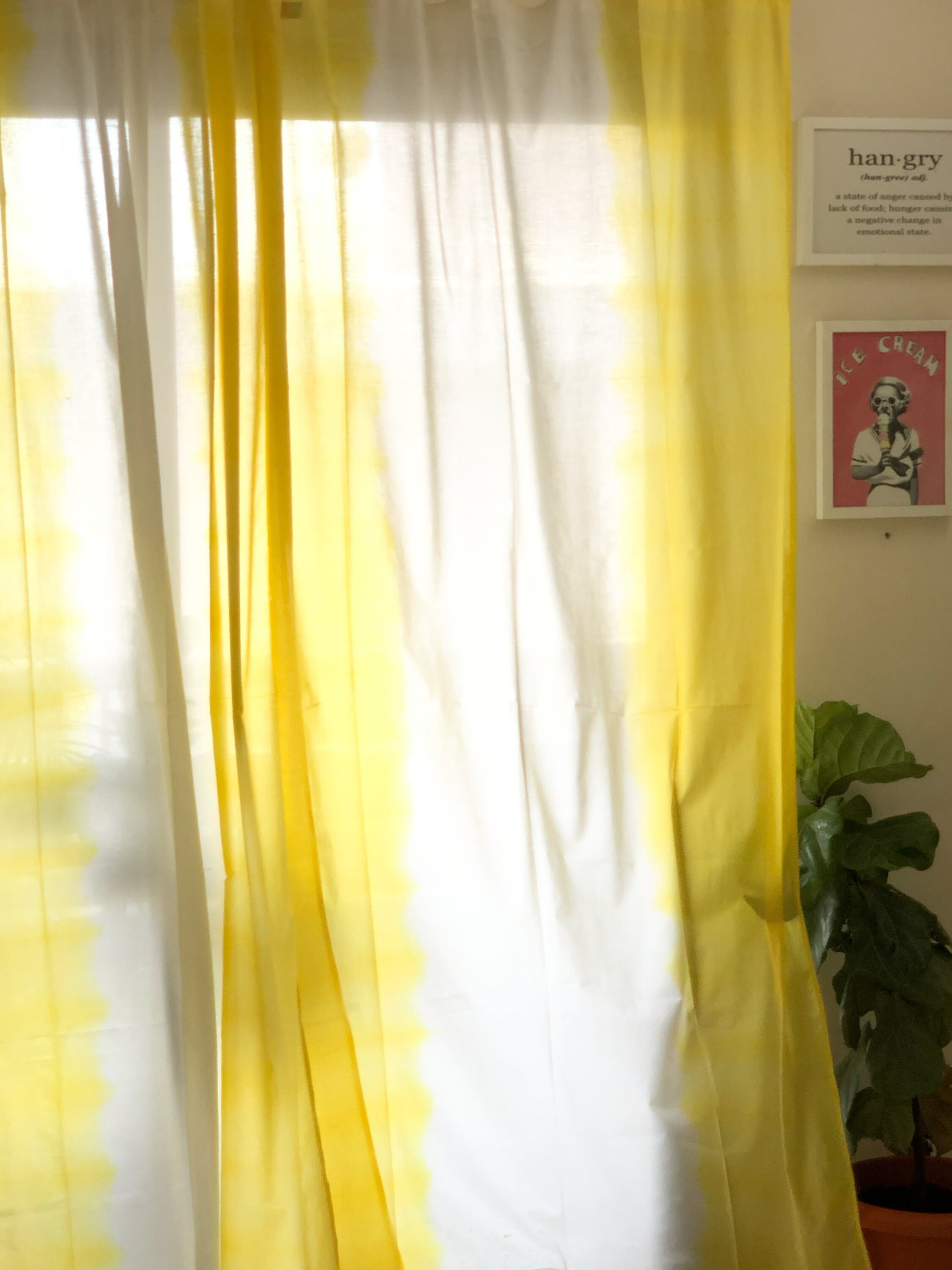 Yellow Ombre Semi Sheer Curtainsdip Dye Curtains Tie Dye Etsy