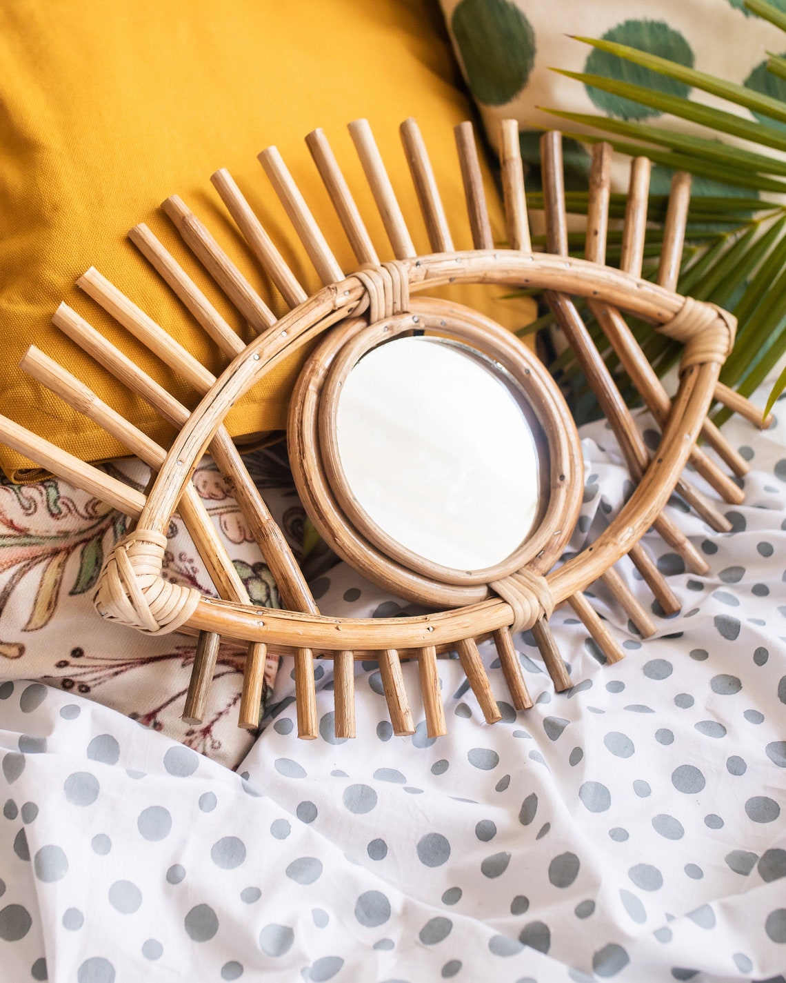 Rattan Evil Eye Mirror Evil Eye Wall Mirrors 2 sizes Etsy