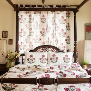 Aafreen Roter Mohn Blockprint Handstich PK Doppelbett Quilt Set, Dohar, handgemachte Bettwäsche, Weihnachtsgeschenk, leichte Bettdecke, schneller Versand