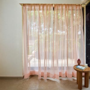 Solid Baby Pink Cotton Silk Sheer Curtains, Pink Curtains, Sheer Curtains, Pack of 1, Curtains for Living Room, Bedroom Curtains