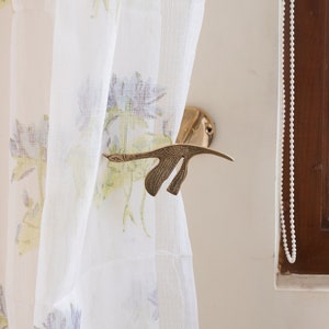 Flamingo Tie Back Set of 2, Brass 2x large Curtain Tie Back, Wall Mount, Curtain Hold Back, Gold, window treatments, curtain accessories