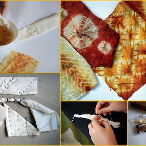 Kit DIY Herbal Tie Dye, Kit de Artesanato, Shibori Orgânico DIY, Feito na Índia, Presente de Natal, Como Amarrar Tintura, Bandana Tie Dye