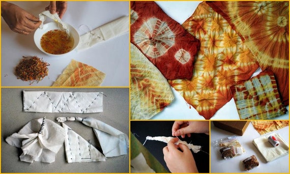 Herbal Tie Dye DIY Kit, Craft Kit, Organic Shibori DIY,  Made in India, Christmas Gift, How to Tie Dye, Tie Dye Bandana
