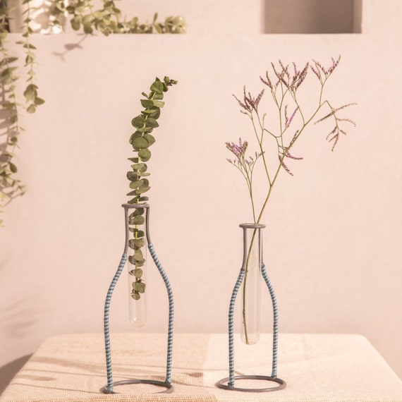 Blue Invisible Metal Line Test Tube Vase,invisible Vases, Colorful