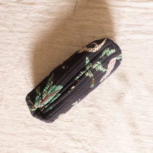 Black tropical safari pouch, Set of 2 toiletry bags, utility bags, make up pouches, handmade, cosmetic bags, printed pouches, made in india
