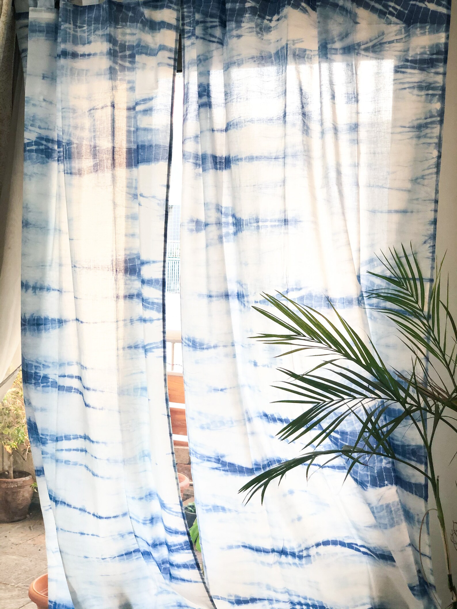 Shibori Sheer Curtains Cotton Curtains Tie Dye Panels - Etsy