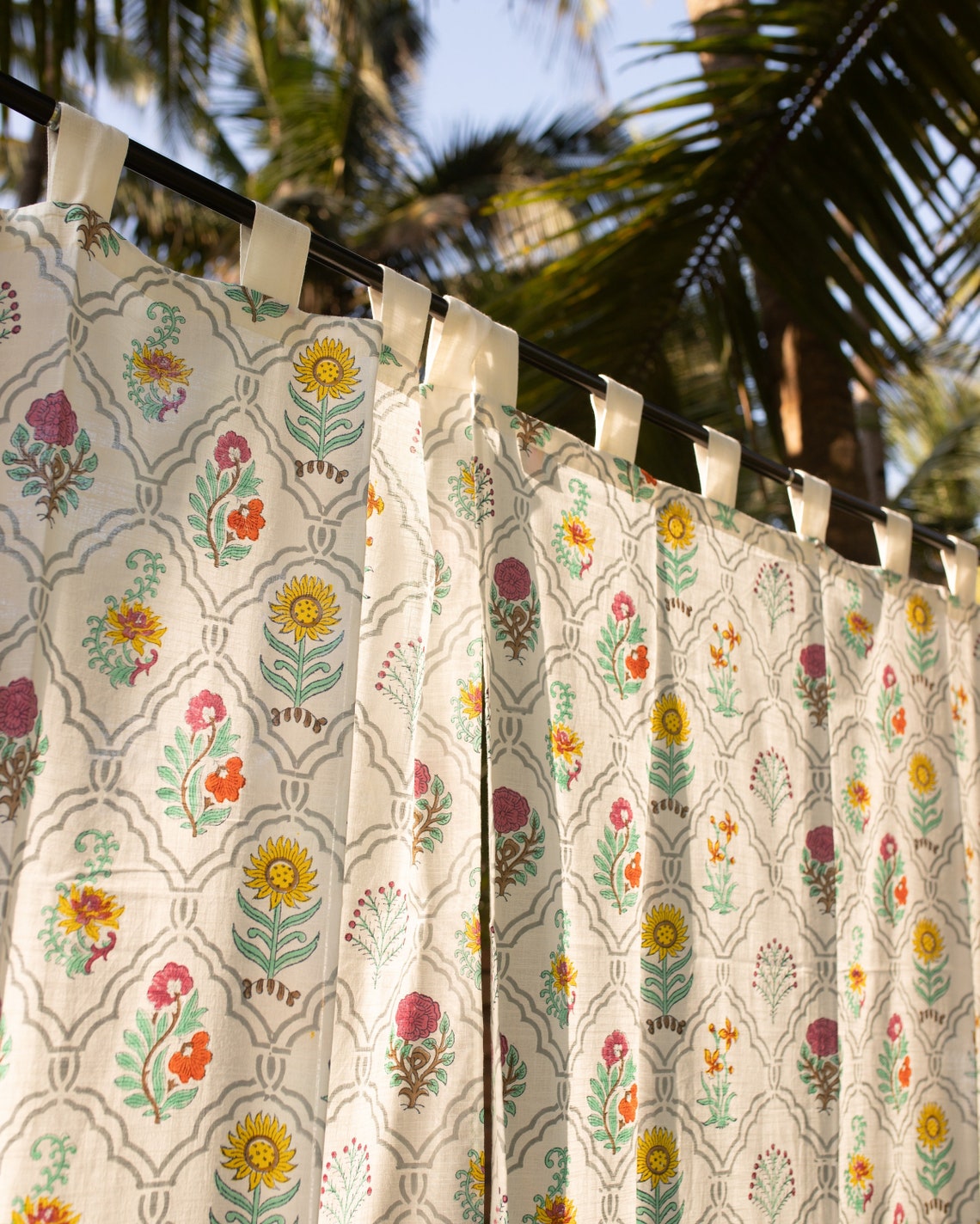 Mughal Mihrab Blockprint Curtains Floral Curtains Jaipuri Etsy