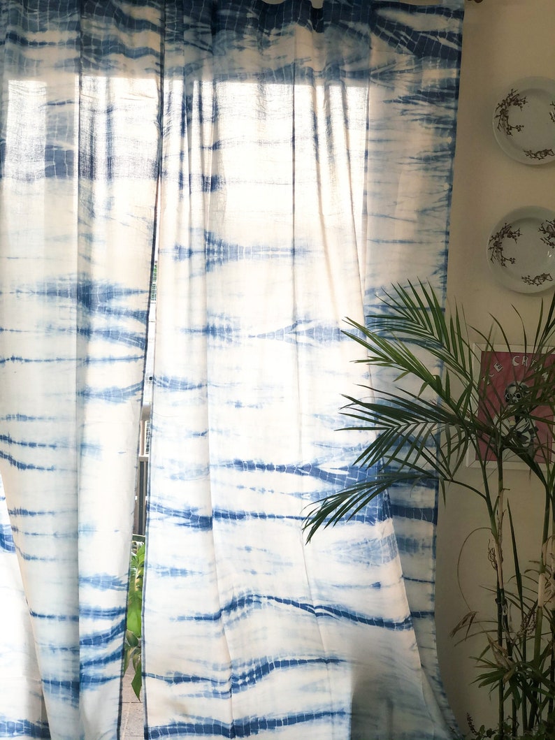 Shibori Sheer Curtains Cotton Curtains Tie Dye Panels Etsy