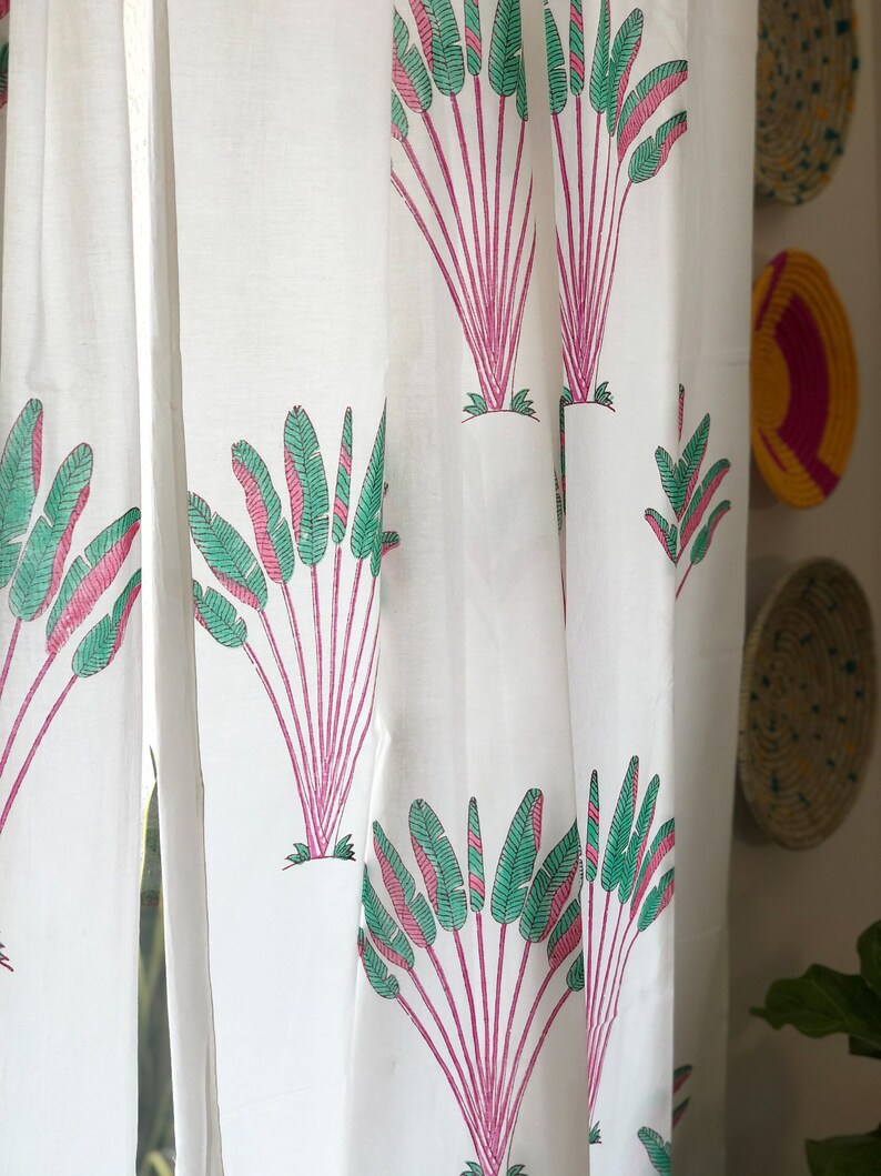 Palm Tree Tropical Curtains Boho Decor Curtain Panels Etsy