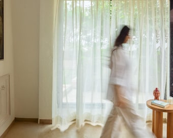 Solid White Cotton Silk Sheer Curtains,  White Sheer Curtains, Sheer Curtains, Pack of 1, Curtains for Living Room, Serene White Curtains