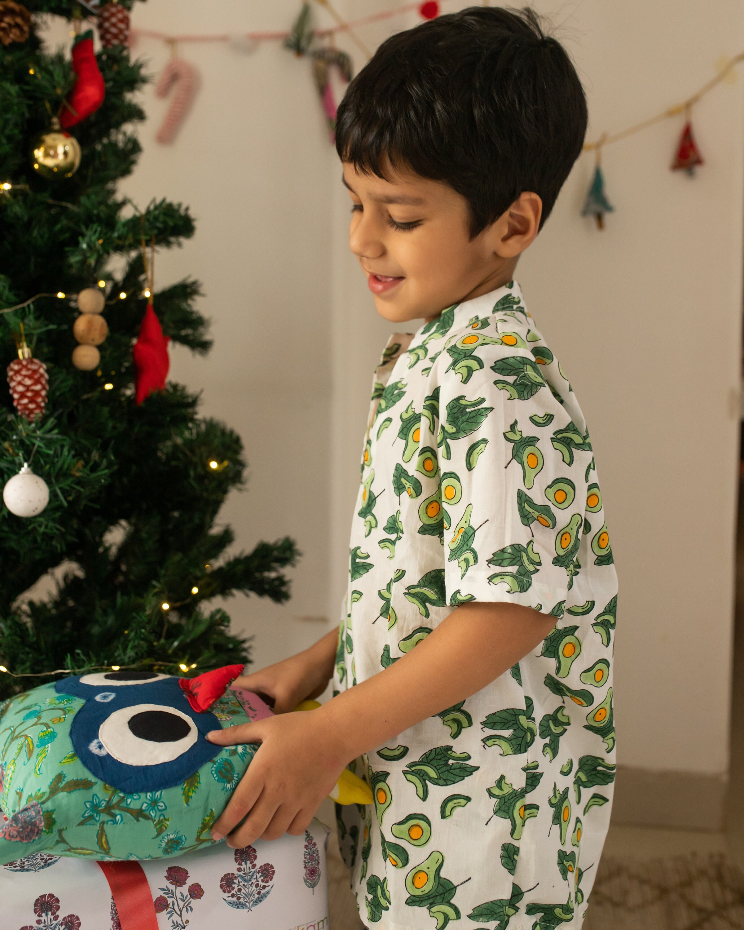 Avocado Blockprinted Kids Nightsuit Kids Pyjama Set Boy Apparel Printed Kurta Pyjama Handblock Pyjama set Avocado Print Apparel
