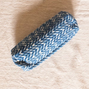 Indigo chevron dabu pouch, Set of 2 toiletry bags, utility bags, make up pouches, handmade, cosmetic bags, printed pouches, made in india