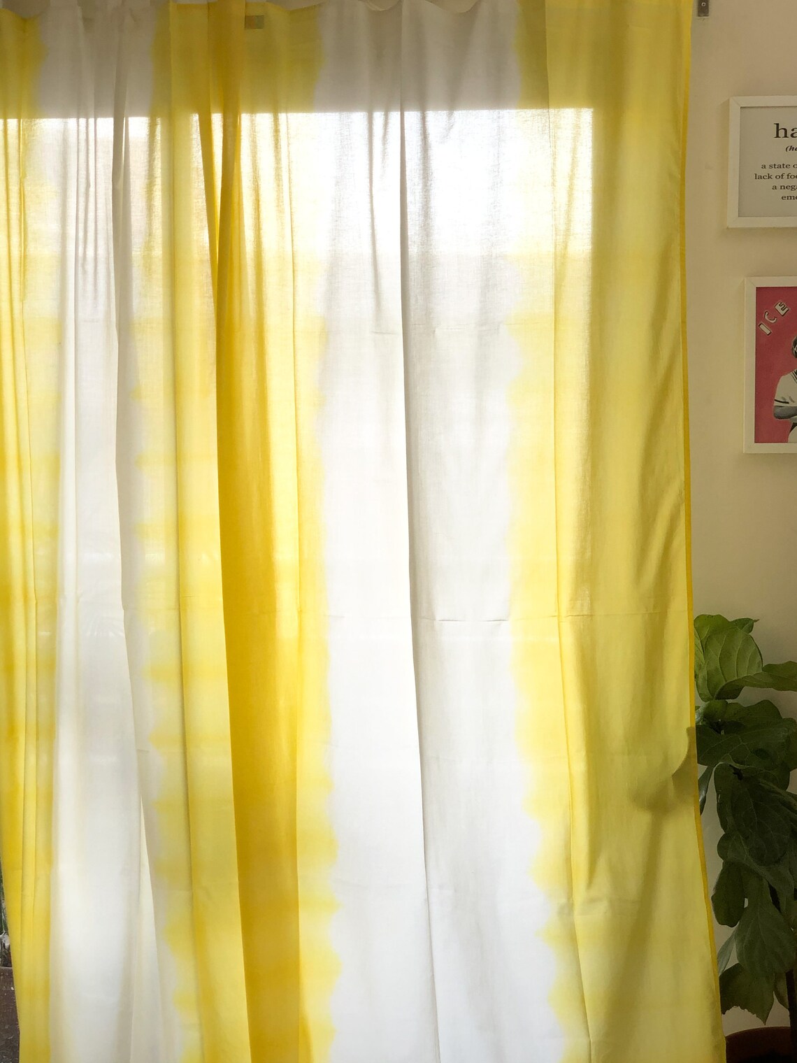 Yellow Ombre Semi Sheer Curtainsdip Dye Curtains Tie Dye | Etsy