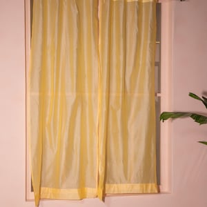 Solid Yellow Cotton Silk Curtains, Yellow Curtains, Sheer Curtains, Pack of 1, Curtains for Living Room, Bedroom Curtains