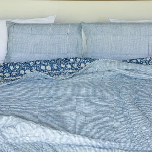 Juego de edredones de puntada Kantha hechos a mano de Blue Botanica, edredones índigo, edredones Kantha azules, edredones tamaño queen, edredón de cama doble imagen 6