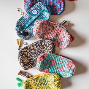 Assorted Set of Floral Pouches, utility bags, make up pouches, handmade, cosmetic bags, printed pouches, made in india