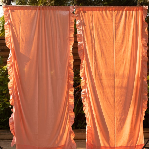 Pink Ruffle Curtain Etsy