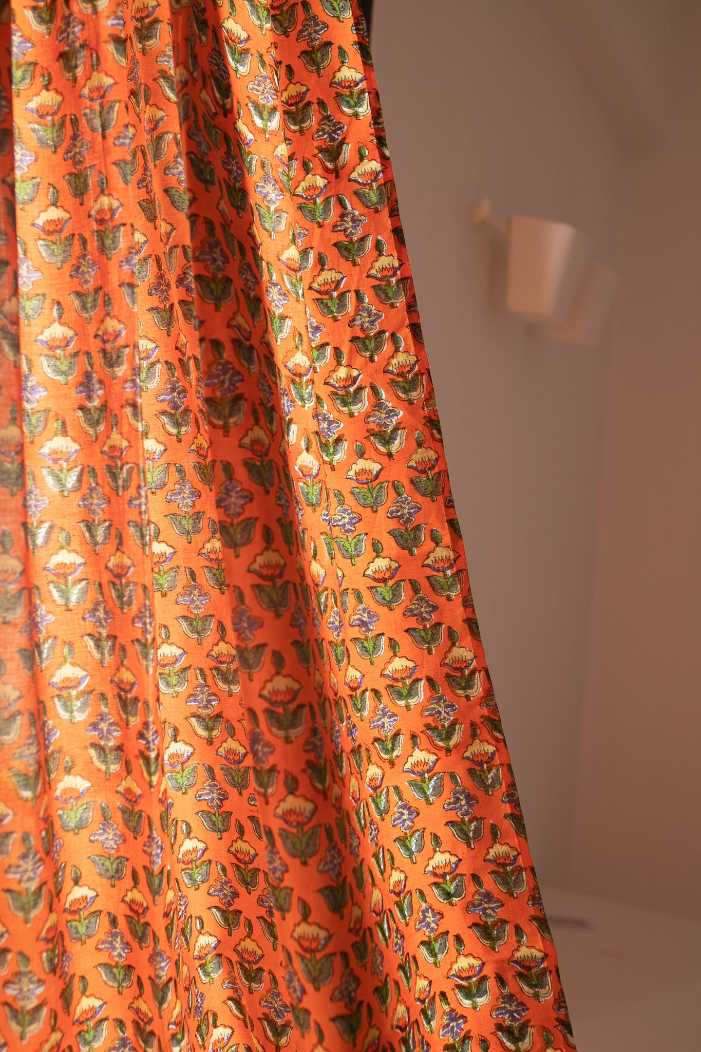 Orange Jaipuri Buti Curtains Cotton Curtains Curtains Floral Etsy