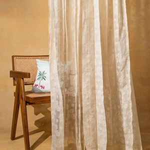 Off White Floral Banarsi Handloom Curtains, Sheer curtains for home, Curtains for doors & windows, Floral curtains, Ready made curtains