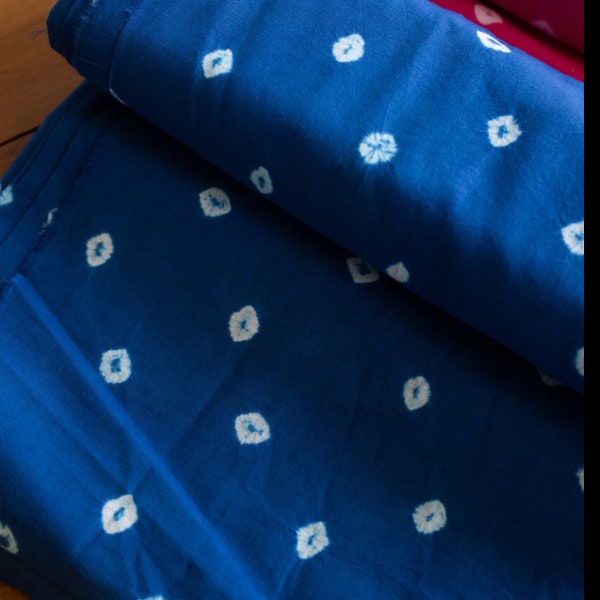 Blue Bandhani Tie Dye Cotton Fabric, Blue Bandhani Print, Jaipuri Material, Cushions Fabric, Dress Material, Home Linen, Natural Dyes
