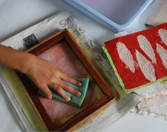 Handgeschöpftes Papierherstellungs-Kit, Bastelset, Starter-DIY, Anfänger bis Fortgeschrittenes, Made in India, Quarantänegeschenk, handgemachtes Papier,Anleitung