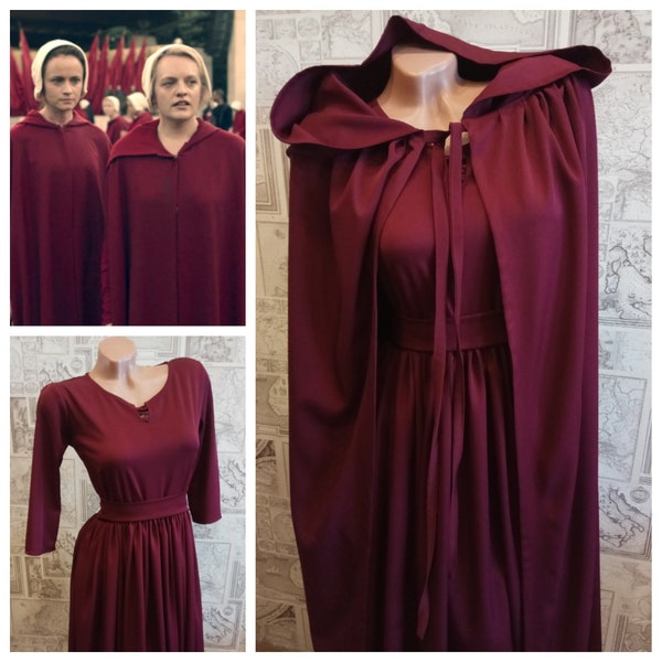 Handmaid's tale costume Full costume Handmaids tale bonnet Burgundy dress Handmaid tale Offred costume Plus size Halloween costume womens