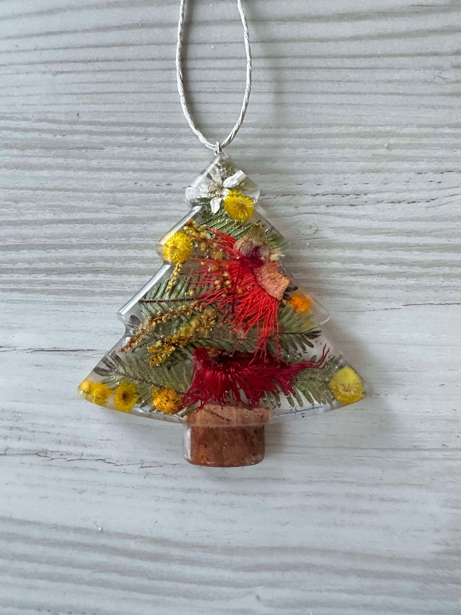 CHRISTMAS BUSH TREE - Australian, Natives, Christmas, decoration, tree, wattle; gum flower, souvenir, ornament, bauble, handmade, Aussie
