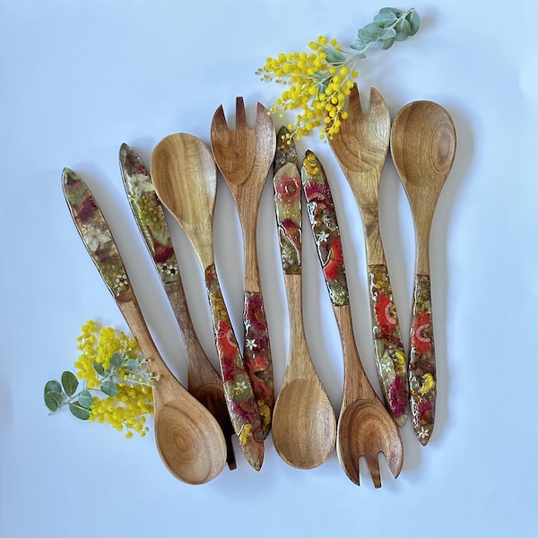 SALAD SERVERS - Set of 2, Flora from the Australian Bush, Australian Natives, Unique Gift from Australia, Anniversary, Handmade, Entertain