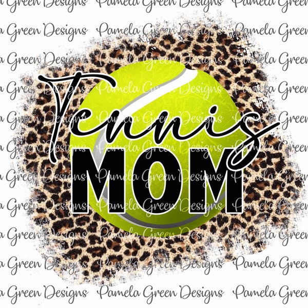 Tennis Mom Leopard Sublimation Design Download Graphic PNG Clipart Designs Transfer T-Shirt