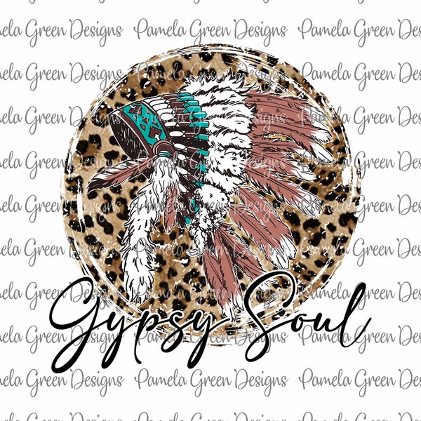 Indian head dress leopard gypsy soul DIGITAL transfer, PNG, Instant Download, Digital graphic, sublimation transfers, t shirt transfers